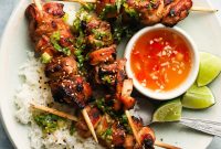Lemongrass Chicken Skewers with Nuoc Cham Dipping Sauce