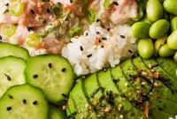 Yuzu Salmon Poke Bowl Recipe with Citrus Soy Dressing