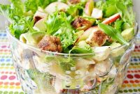 Chicken, Avocado & Pasta Salad with Lemon Garlic Dressing