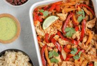 Sheet Pan Oven-Baked Fajitas with Peppers and Chicken