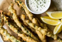 Crispy Asparagus Tempura with Tangy Horseradish Cream Sauce