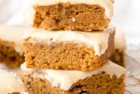 Pumpkin Blondies with Spiced Apple Cider Glaze