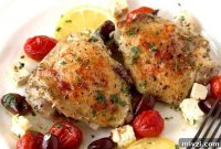 Greek Lemon Roasted Chicken Thighs with Garlic and Oregano