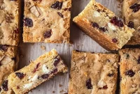 White Chocolate Cranberry Blondie Bars: Soft, Chewy Recipe