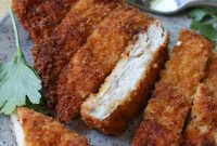 Crispy Pan-Fried Chicken Cutlets with Lemon Garlic Sauce