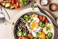 Chorizo Breakfast Burrito Bowls with Veggies and Scrambled Eggs