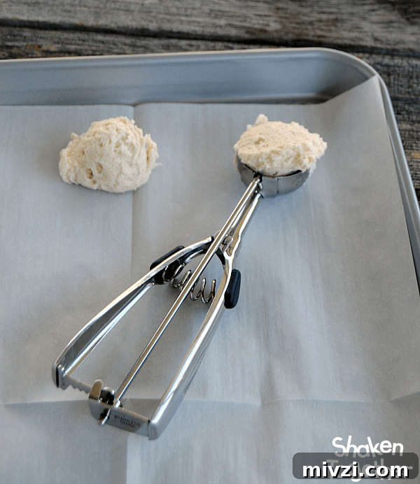 Lemon Coconut Sugar Cookies Recipe for Soft, Zesty Bites 3 A cookie scoop with dough for Lemon Coconut Sugar Cookies
