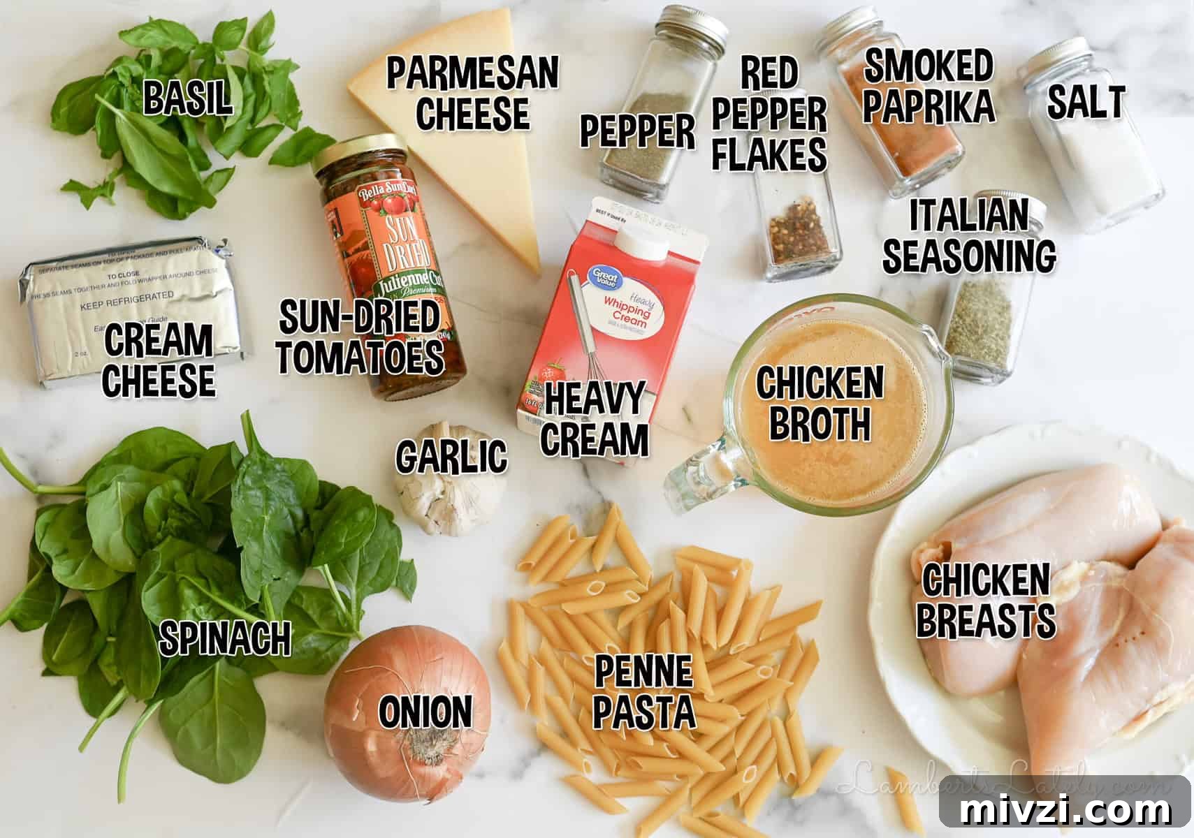ingredients for instant pot marry me chicken pasta.