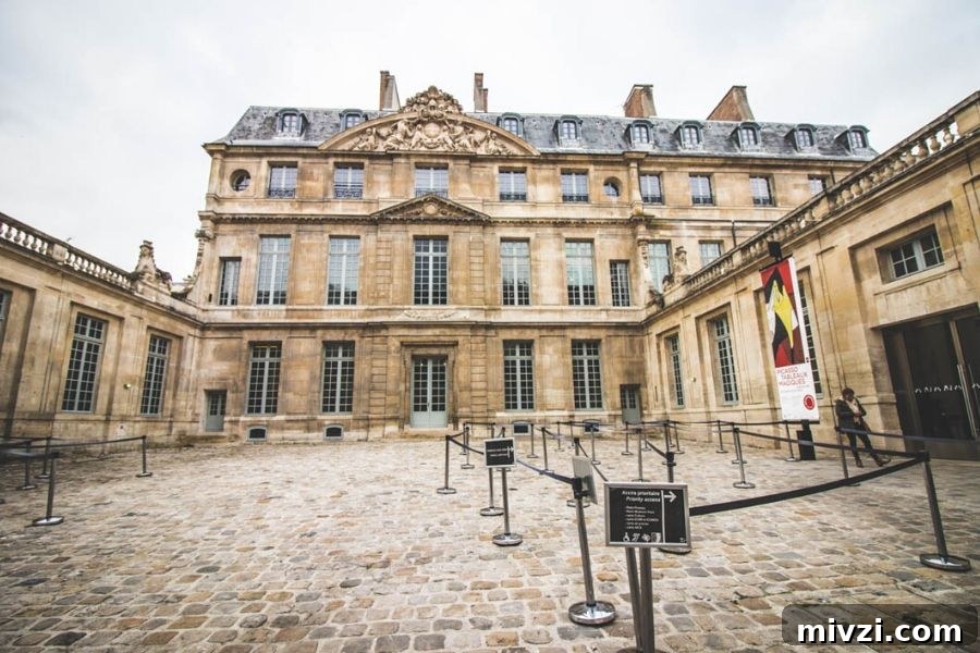 in front of the Picasso museum in Paris, in the Haut Marais