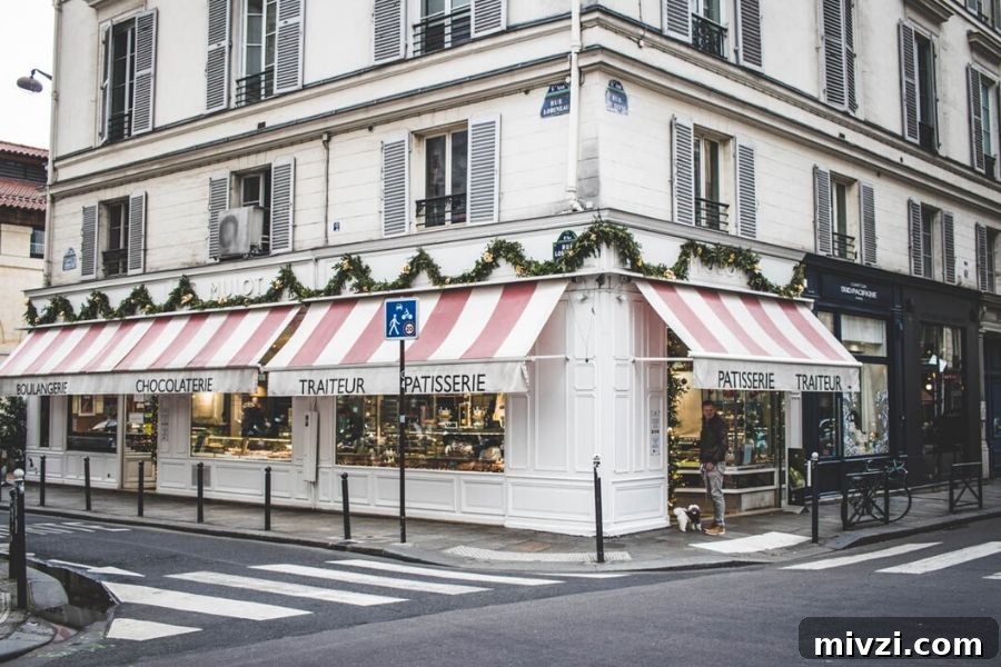 outside of Gerard Mulot in Saint Germain - eating here is one of our Paris travel tips
