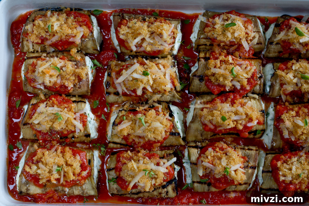 Grilled Eggplant Rollatini dish