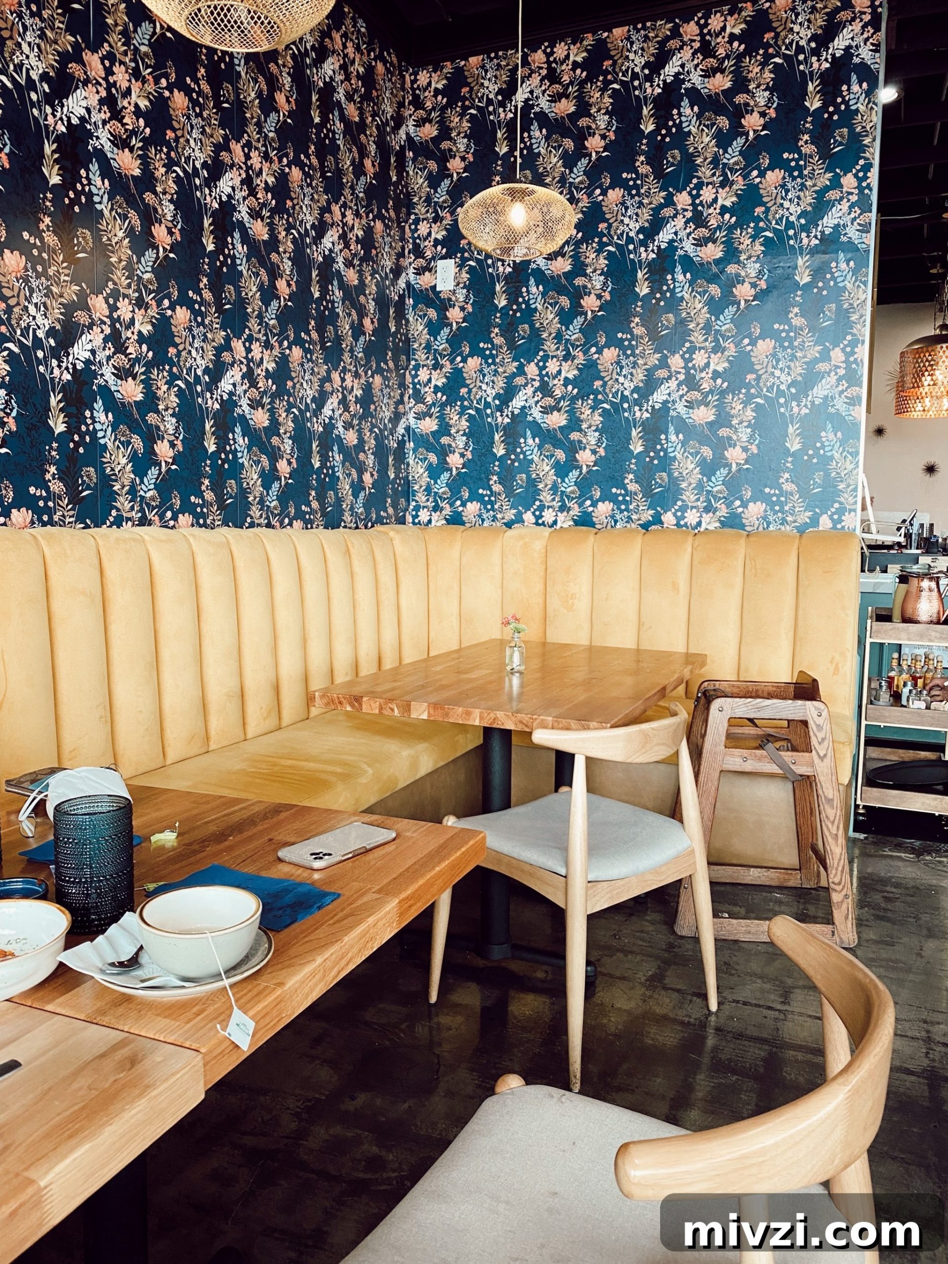 beautiful midcentry modern interior of a restaurant