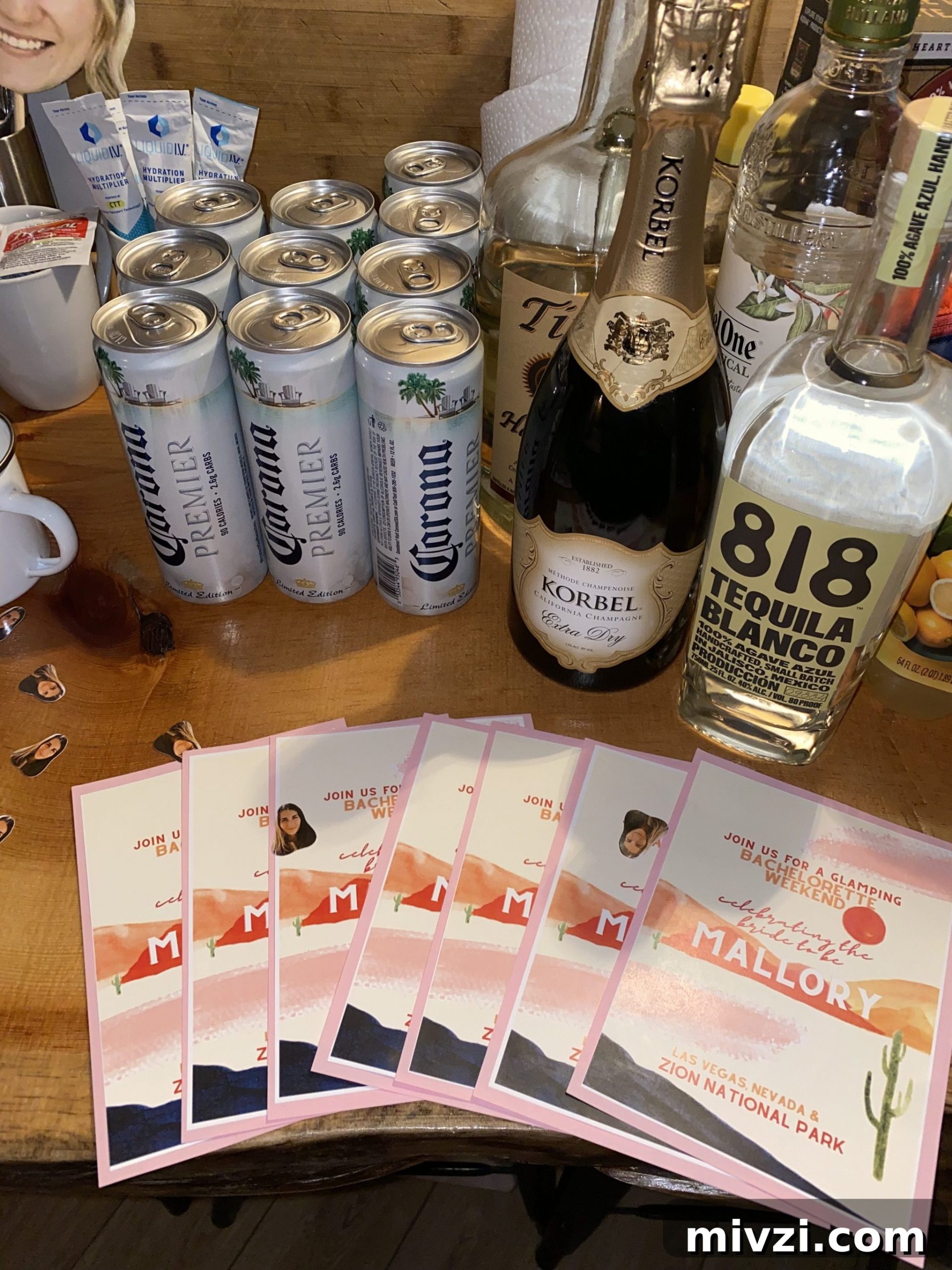 bottles of alcohol and cards displayed