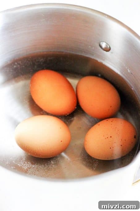 Boiling the eggs for Eggs Mayonnaise