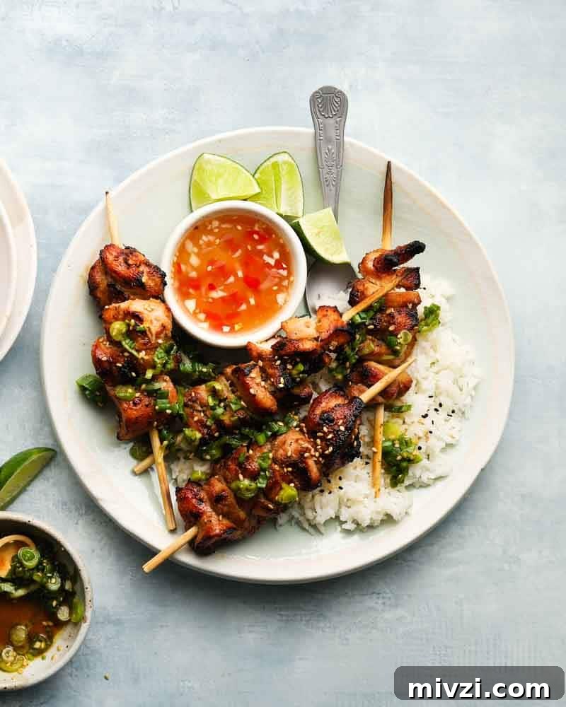 Lemongrass Chicken Skewers with Nuoc Cham Dipping Sauce 4 Vietnamese Inspired Lemongrass Chicken Skewers with Nuoc Cham