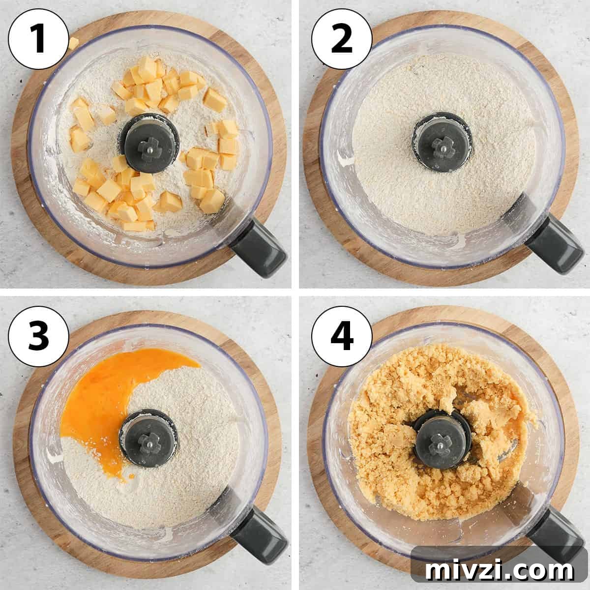 Process Shot Collage: making the pastry in the food processor.