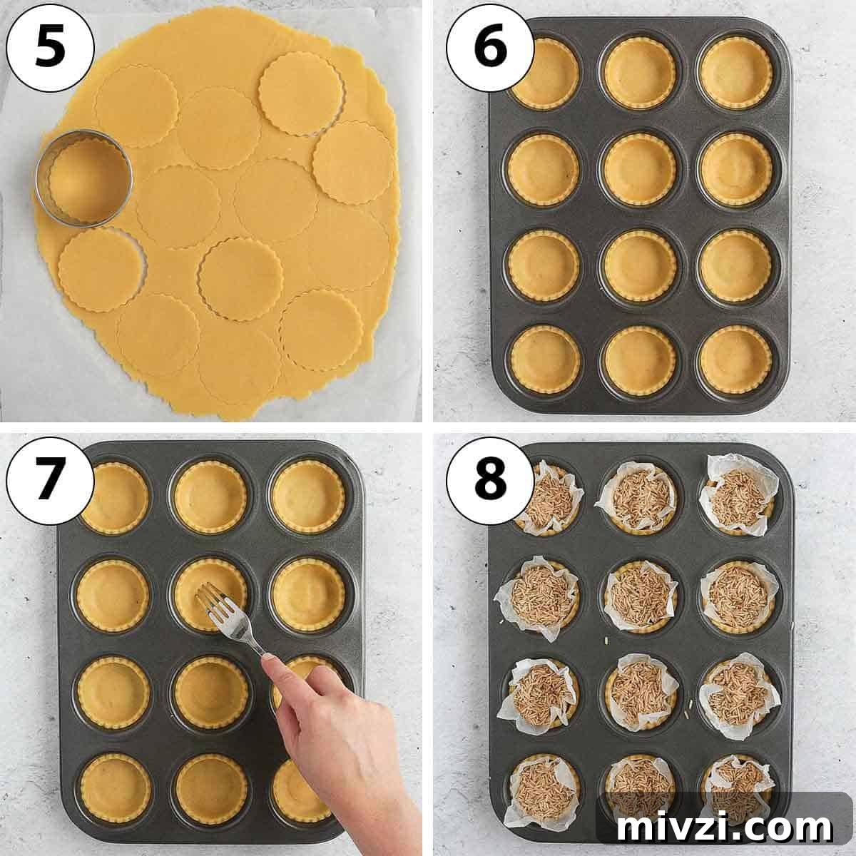 Process Shot collage: lining the muffin pan with the pastry.