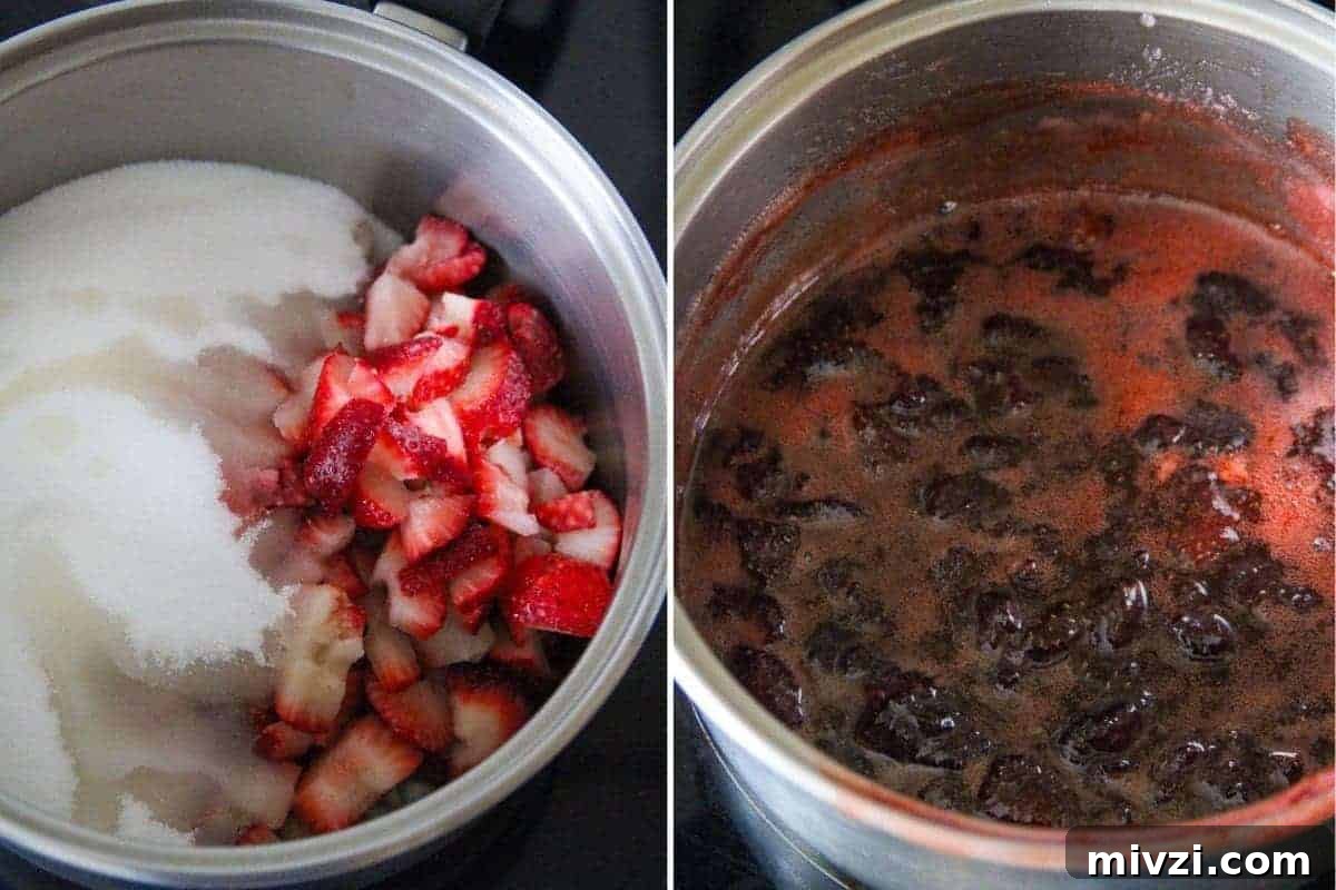 Strawberry Jam with Cracked Black Pepper: Sweet & Spicy Preserve 4 making strawberry jam in a pot