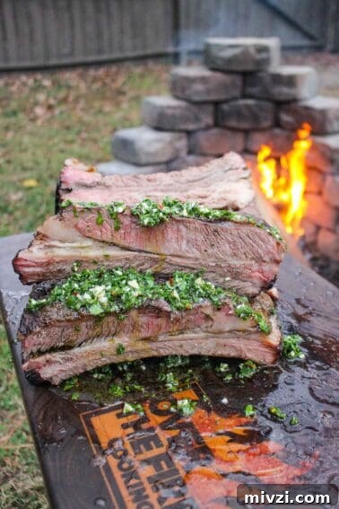 The Rotisserie Beef Ribs smothered in Chimichurri.