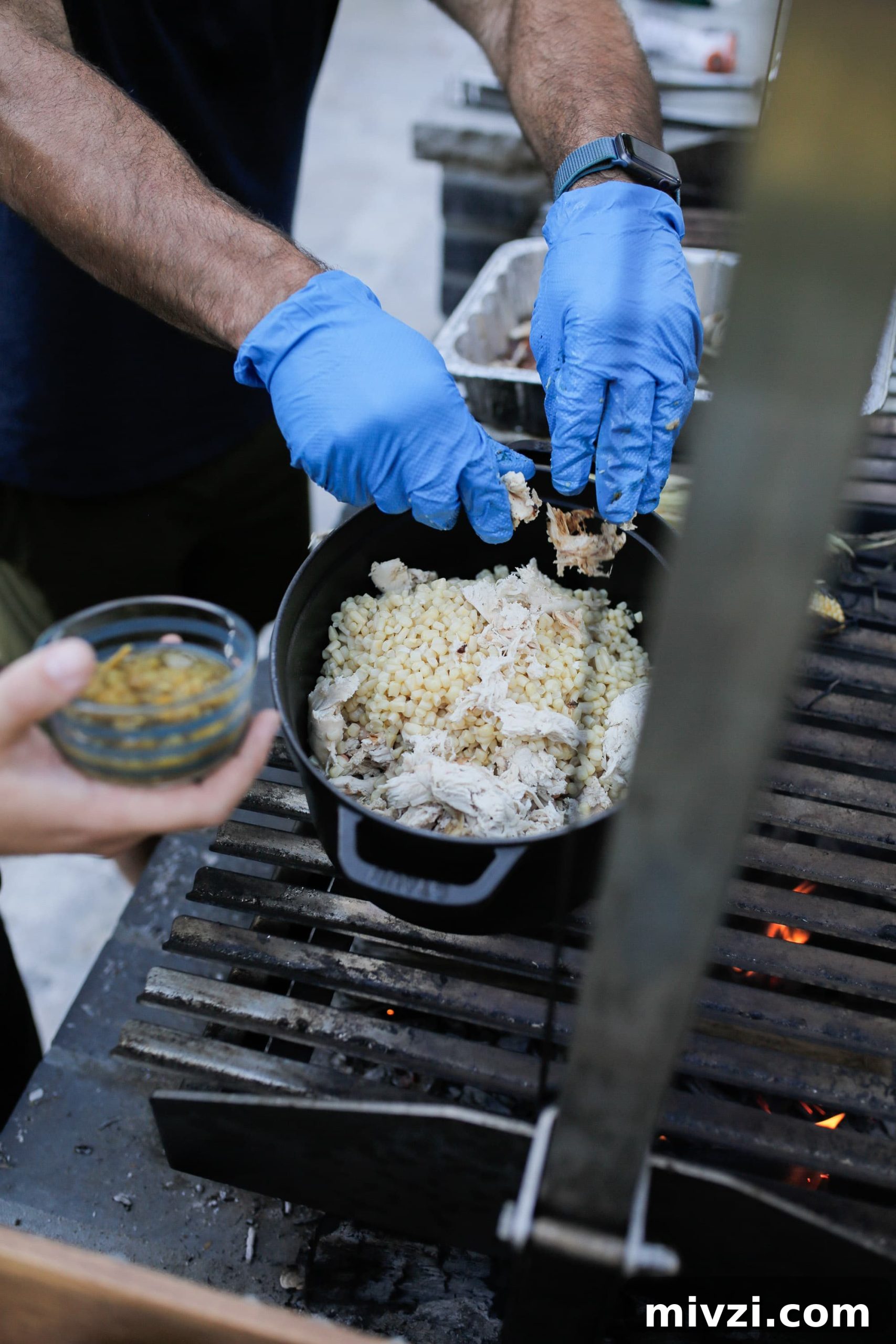 Assembling the Rotisserie Chicken Chili