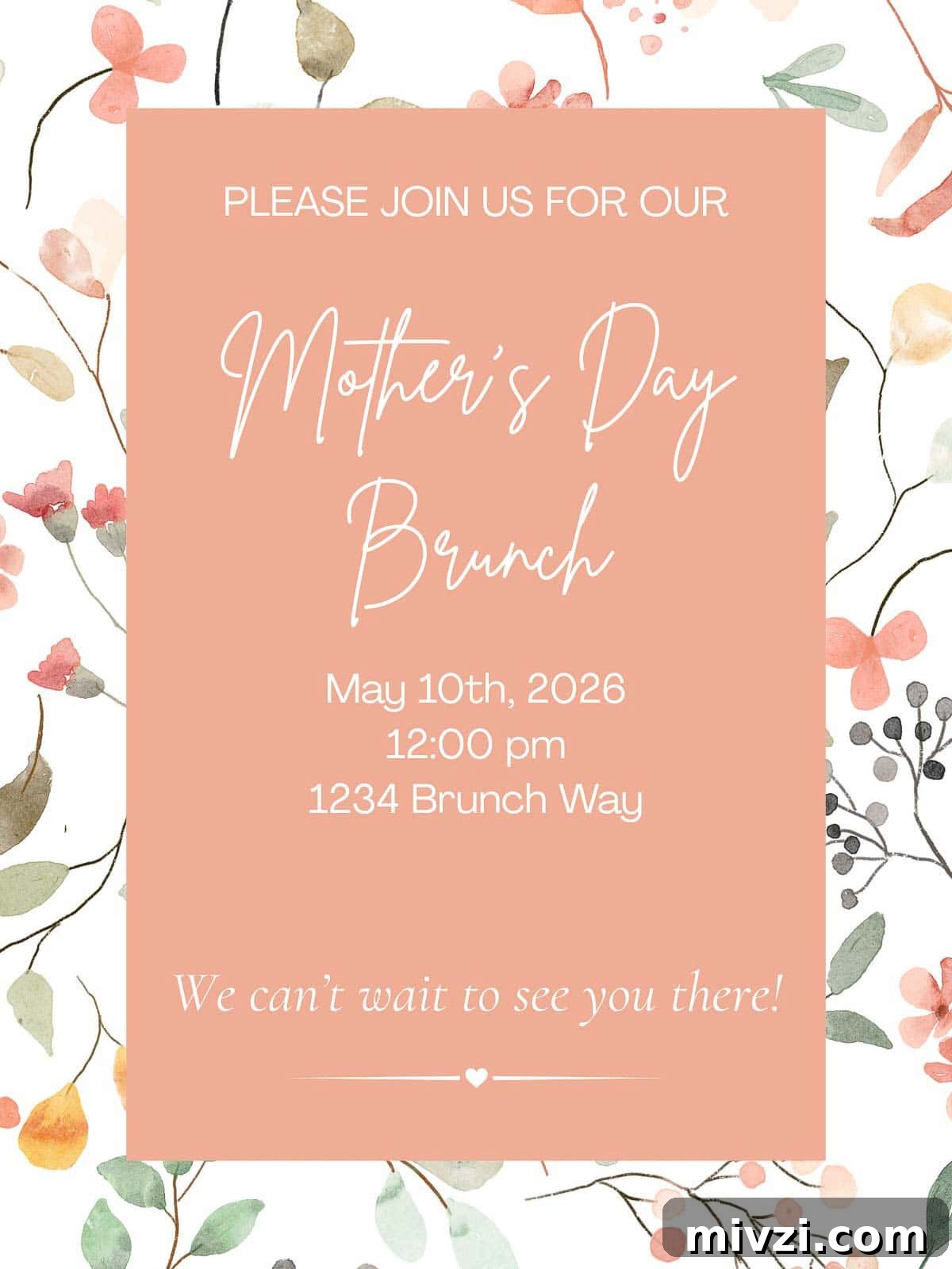 Sample brunch invite illustration with spring flowers.