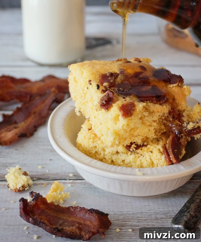 Maple Bacon Cornbread. Sweet and savory maple bacon cornbread, a simple twist on cornbread mix that takes 25 minutes.