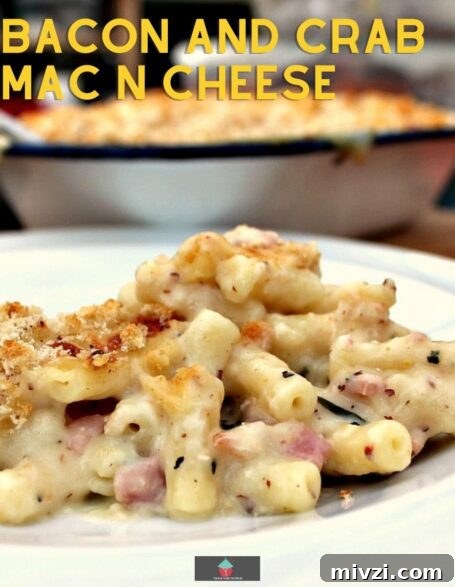 Bacon and Crab Mac n Cheese is a delicious side or main dish, with a rich creamy cheese sauce and amazing flavors from smokey bacon and crabmeat. Really tasty!