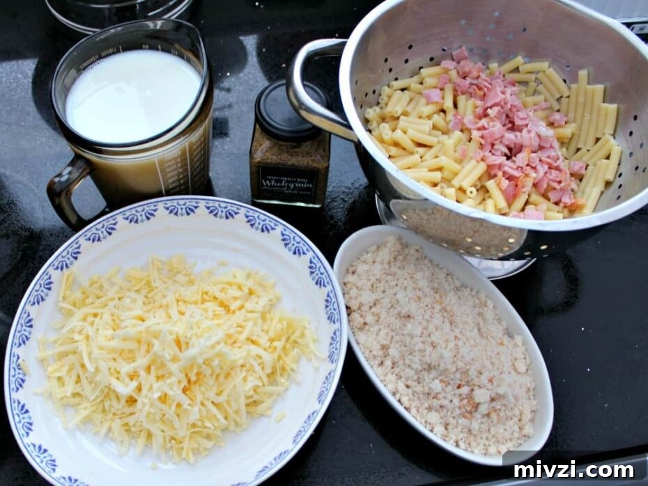 Bacon and Crab Mac n Cheese, preparing ingredients