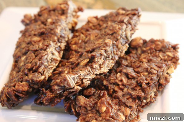 Three Chocolate Peanut Butter and Oat Snack Bars