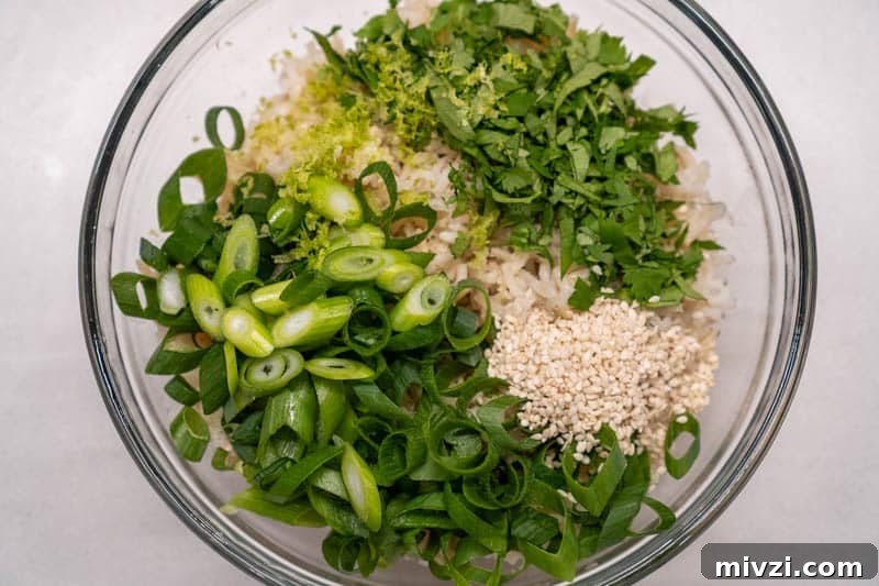 Ingredients being added to rice