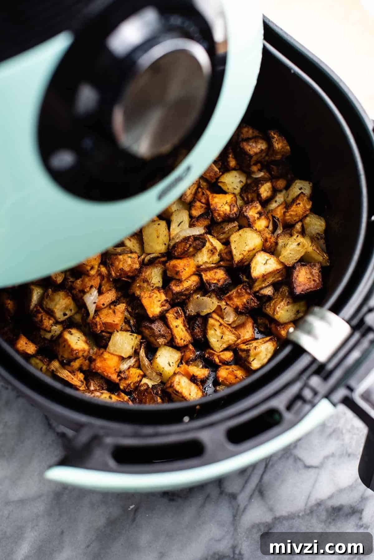 Crispy Air Fryer Breakfast Potatoes Recipe 2 potatoes in an air fryer
