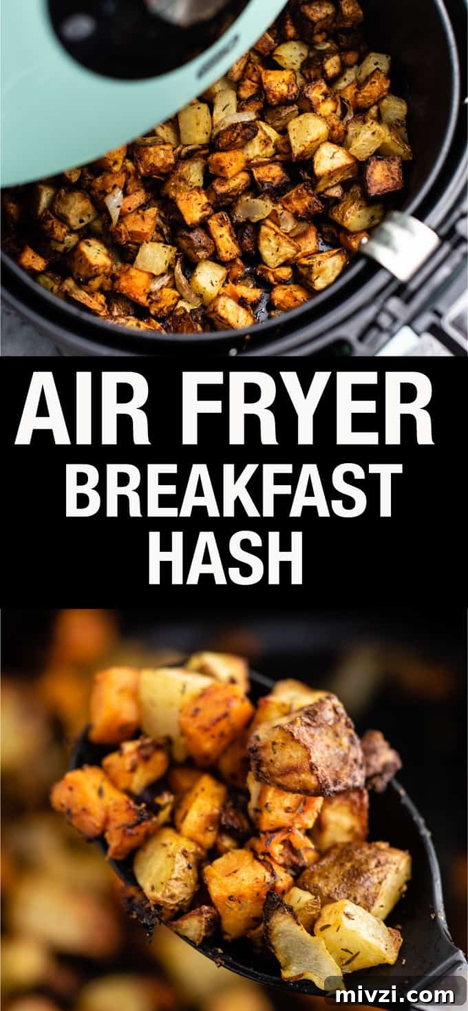 Crispy Air Fryer Breakfast Potatoes Recipe 11 image with text "air fryer breakfast hash"