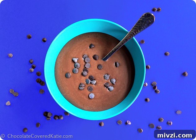 Banana Chocolate Blender Cereal Banana Chocolate Blender Cereal: https://chocolatecoveredkatie.com/2014/09/03/chocolate-banana-bread-bowl/