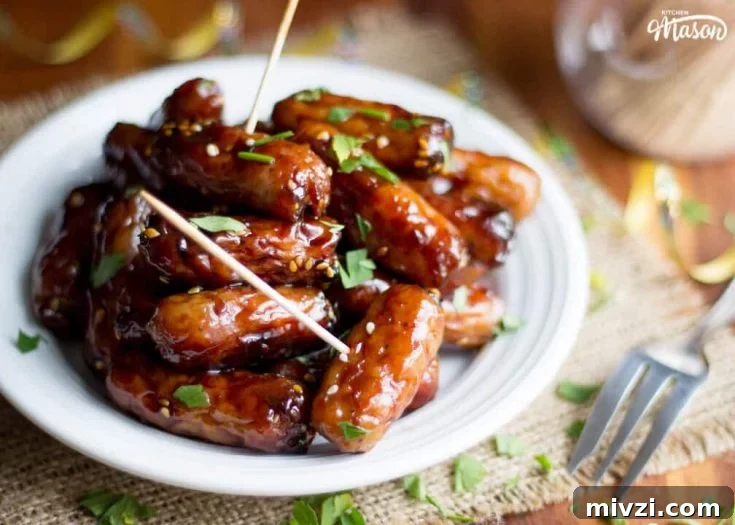 Sticky teriyaki chipolata bites