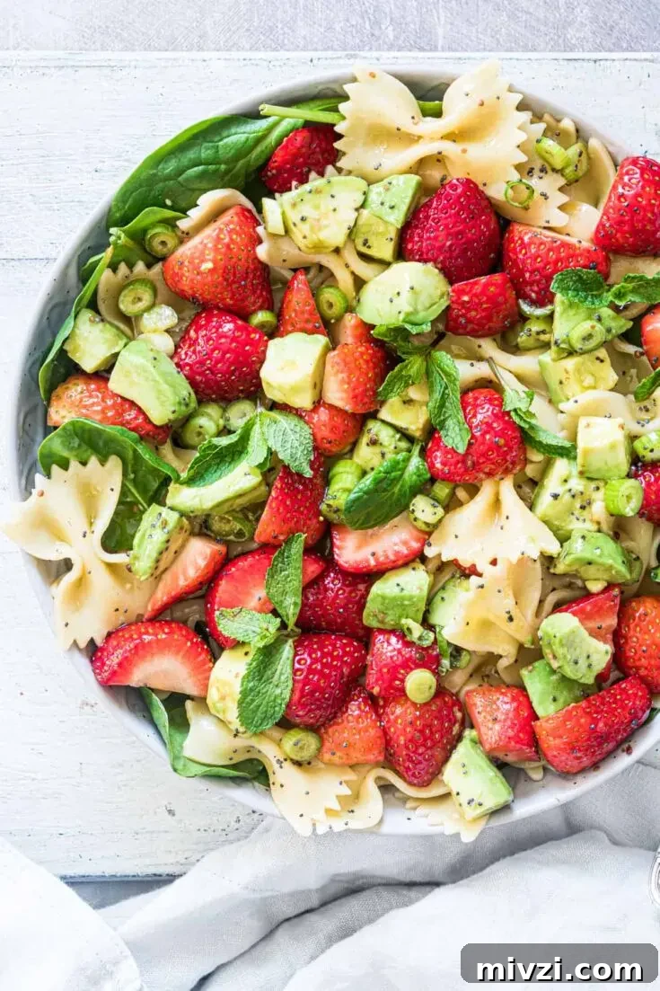 Strawberry avocado pasta salad