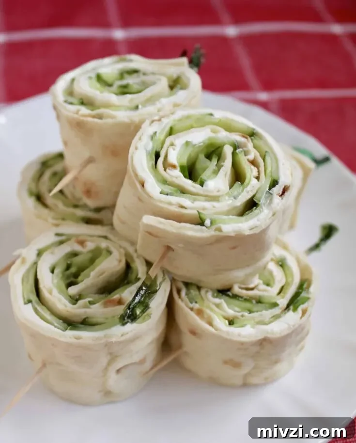 Cucumber and cream cheese sandwich rolls