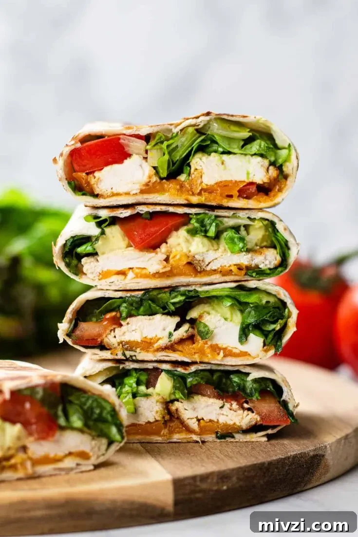 Healthy chicken avocado wrap
