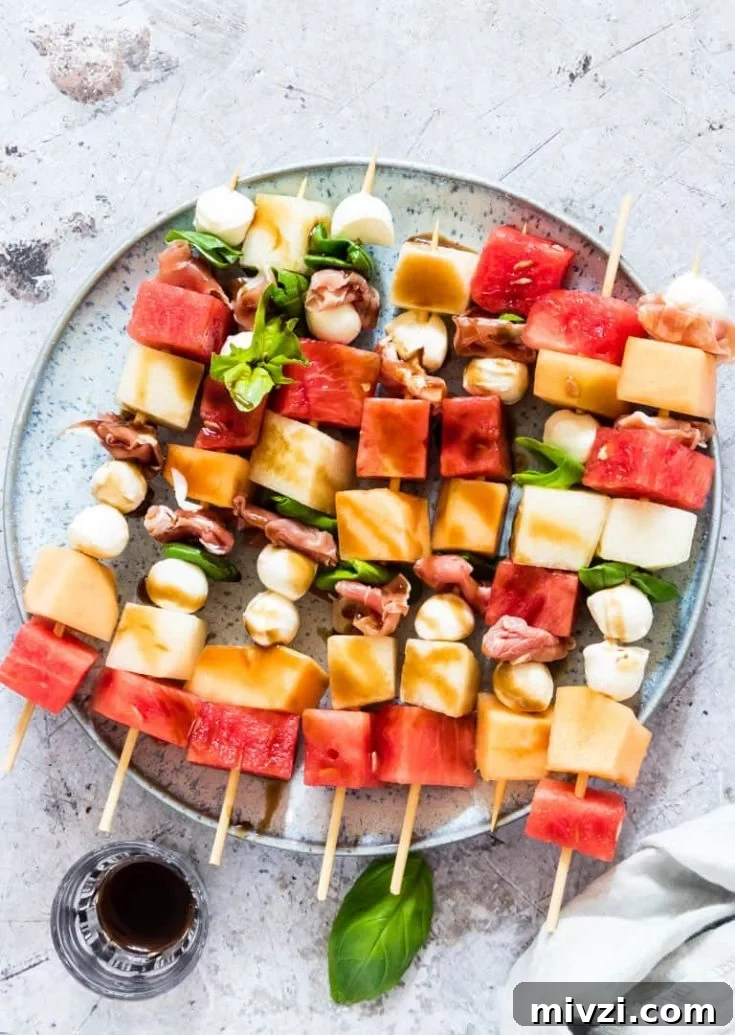Watermelon skewers with prosciutto