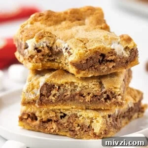 Kit Kat S'mores Bars Recipe — Crispy Chocolate Graham Squares 6 stack of 3 Kit Kat S'mores bars