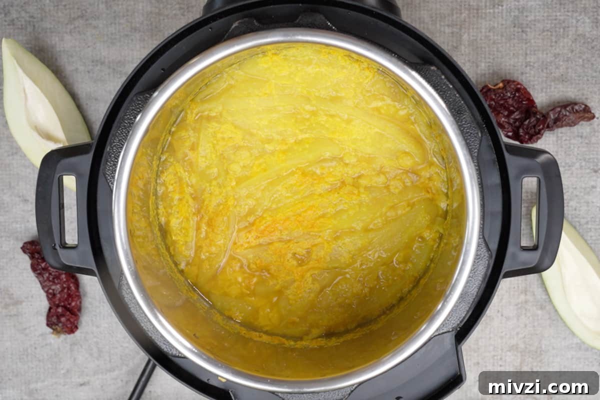 Tangy Raw Mango Dal Recipe for Flavorful Indian Lentils 4 Cooked dal in instant pot.