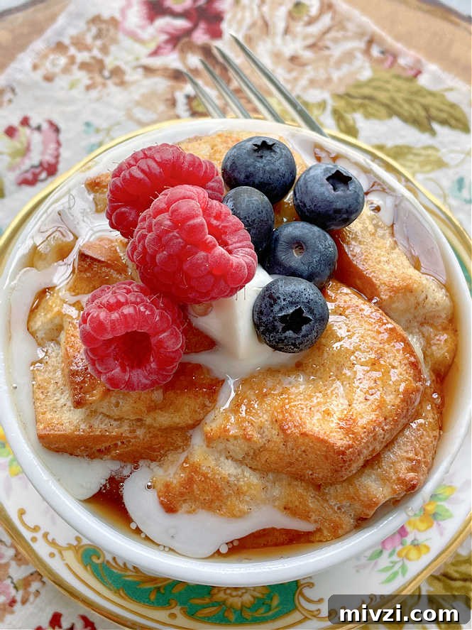 air fryer french toast topped with fresh berries