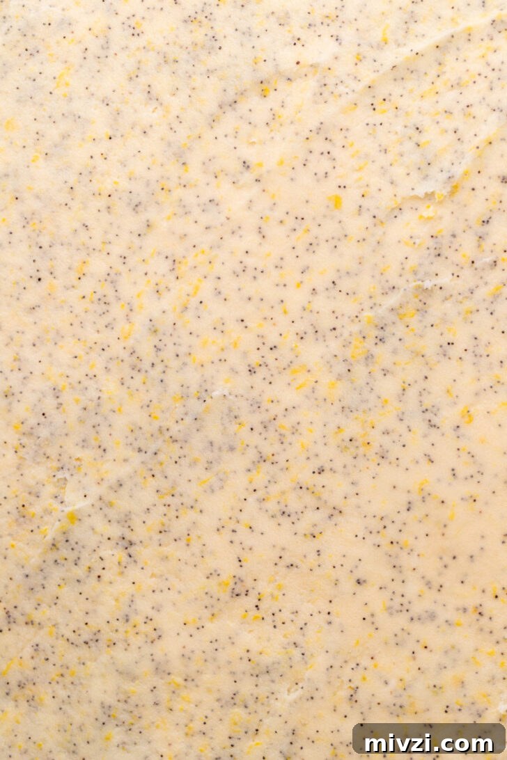 Rolled out dough with lemon filling.
