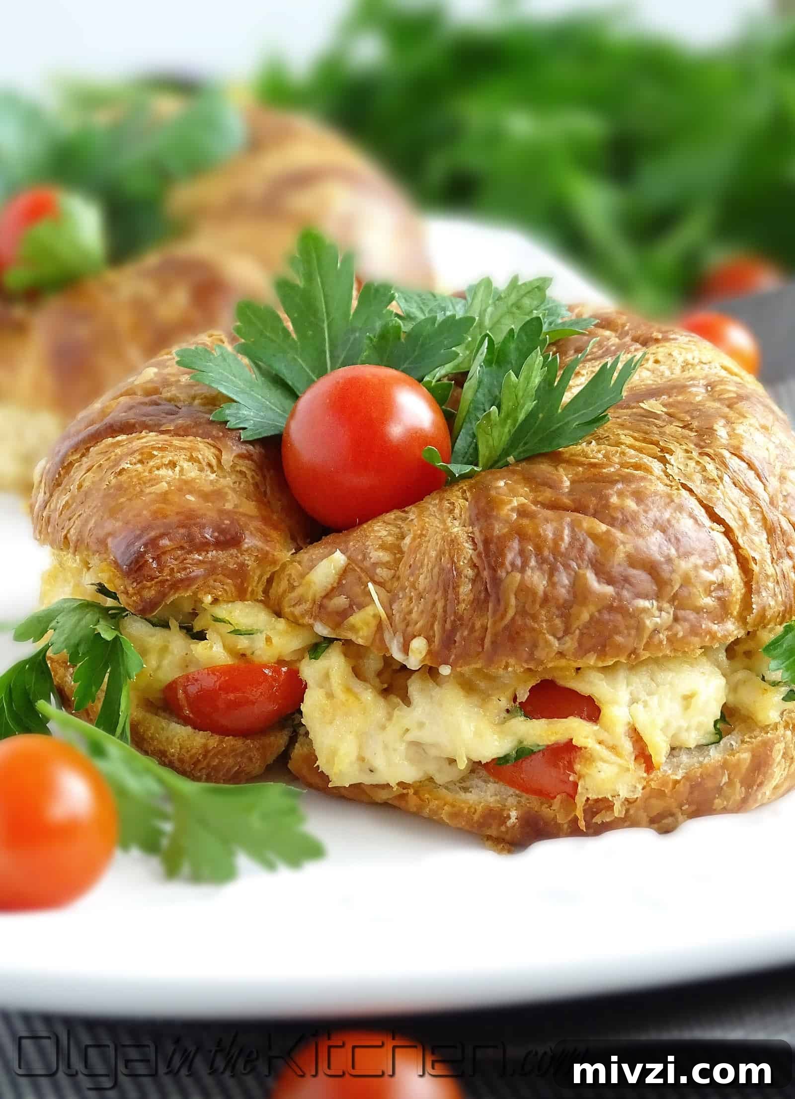 Crispy Chicken Salad Croissant Sandwich Recipe 2 Croissant Chicken Salad Sandwich: full of flavor, so cheesy, so scrumptious, quick and easy. | olgainthekitchen.com