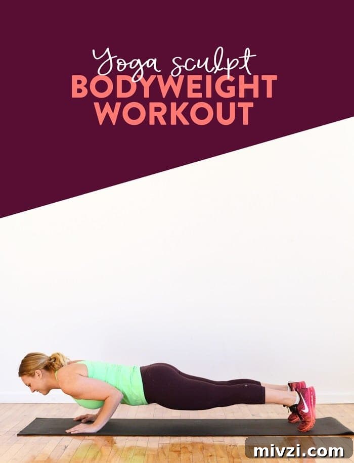 Yoga Sculpt Class: Tone Muscles and Boost Cardio in 30 Minutes 2 This yoga sculpt workout combines some of my favorite yoga moves with cardio for a full-body, bodyweight burn. I hope you love it!