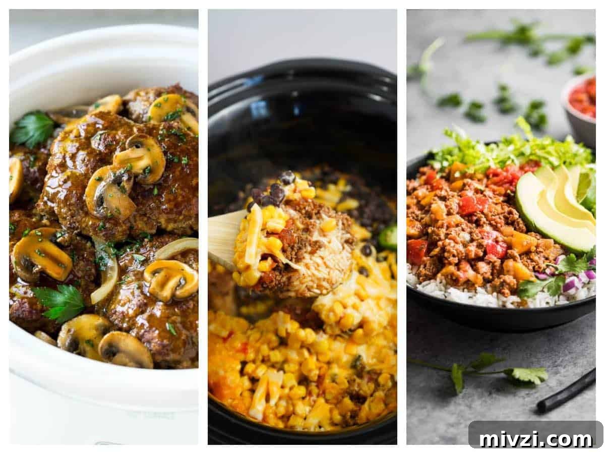 12 Mouth watering Slow Cooker Ground Beef Recipes Collage