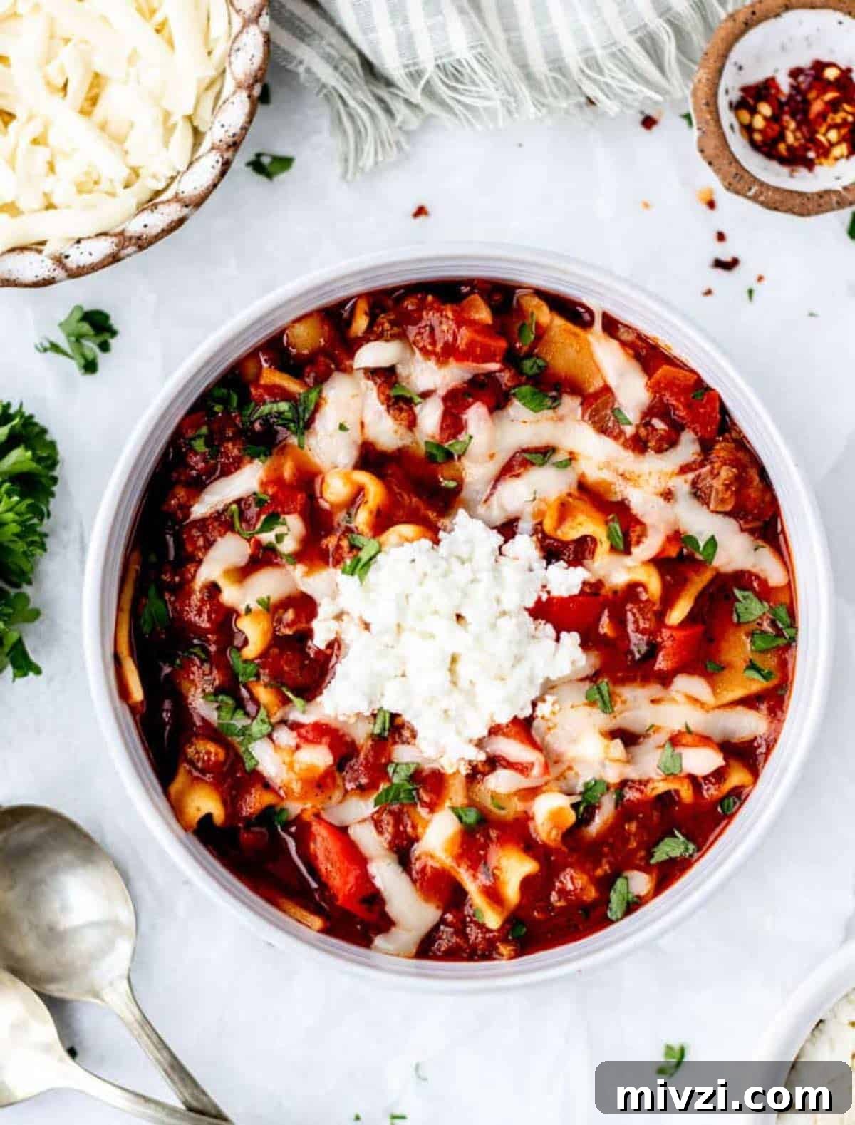 Lazy Lasagna Soup made in the crock pot 