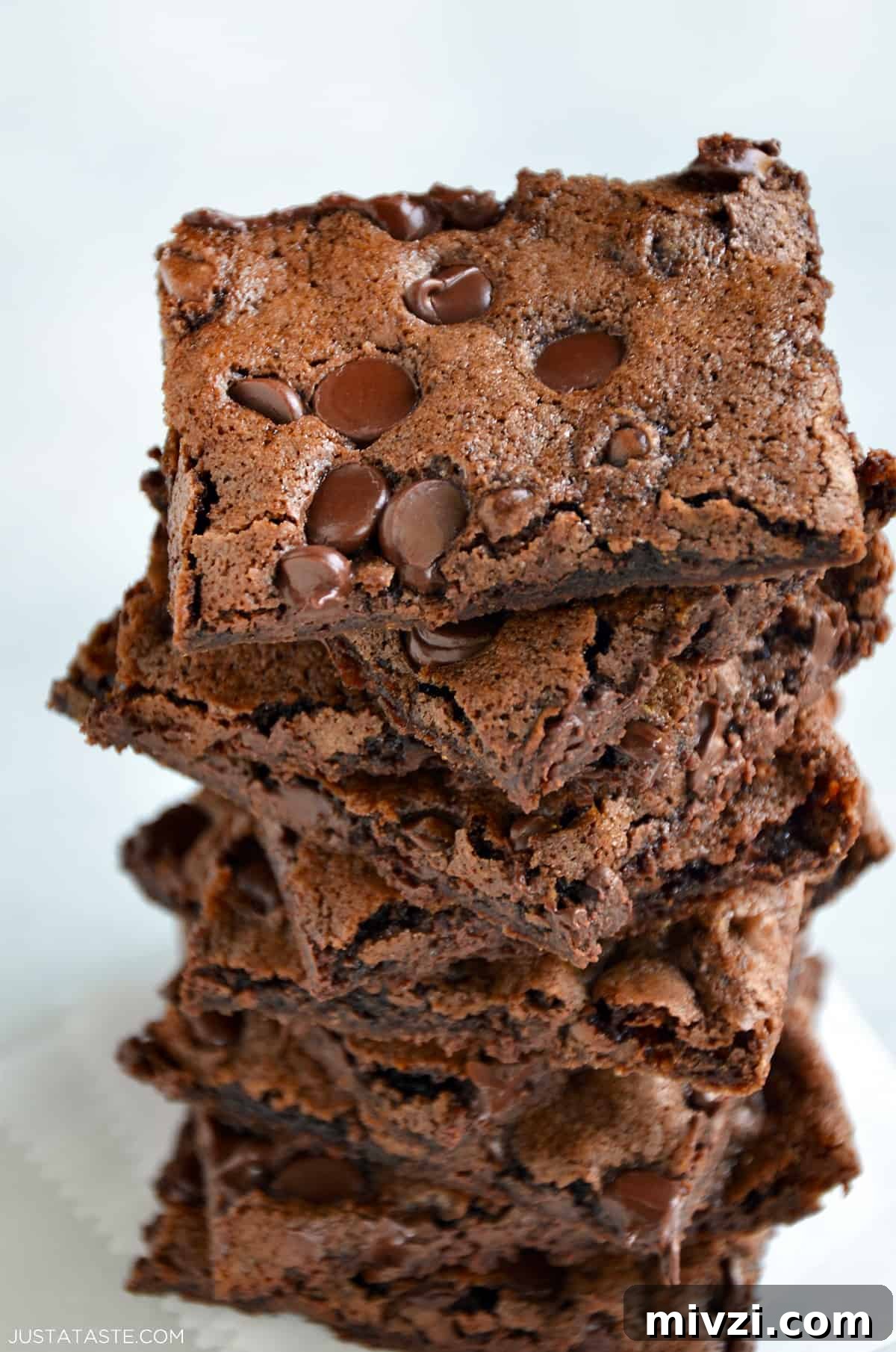 Romantic Valentine’s Day Dessert Ideas and Recipes 18 A stack of chocolate chip studded brownie bark.