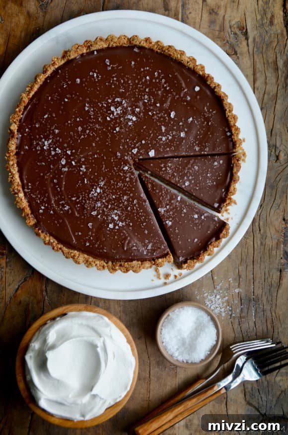 Romantic Valentine’s Day Dessert Ideas and Recipes 22 Chocolate-Peanut Butter Pretzel Tart topped with large-flake sea salt