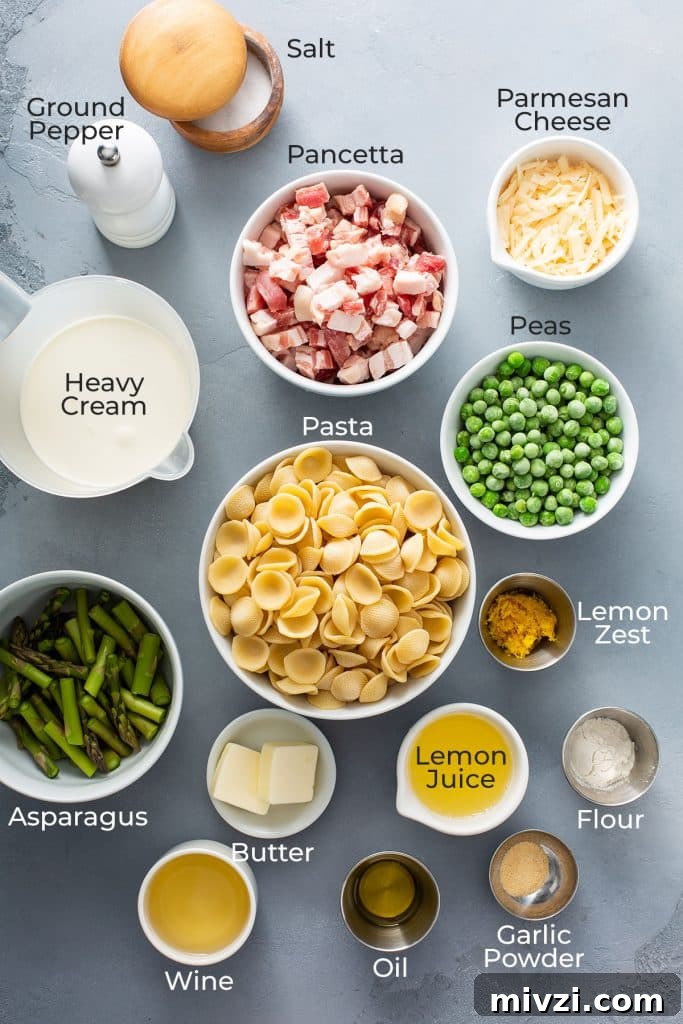 ingredients to make pasta with asparagus in lemon sauce
