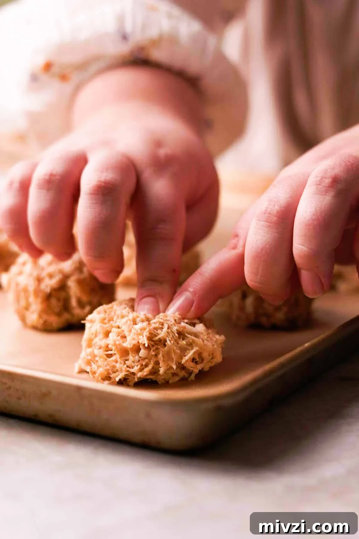 shaping birds nest cookies by hand